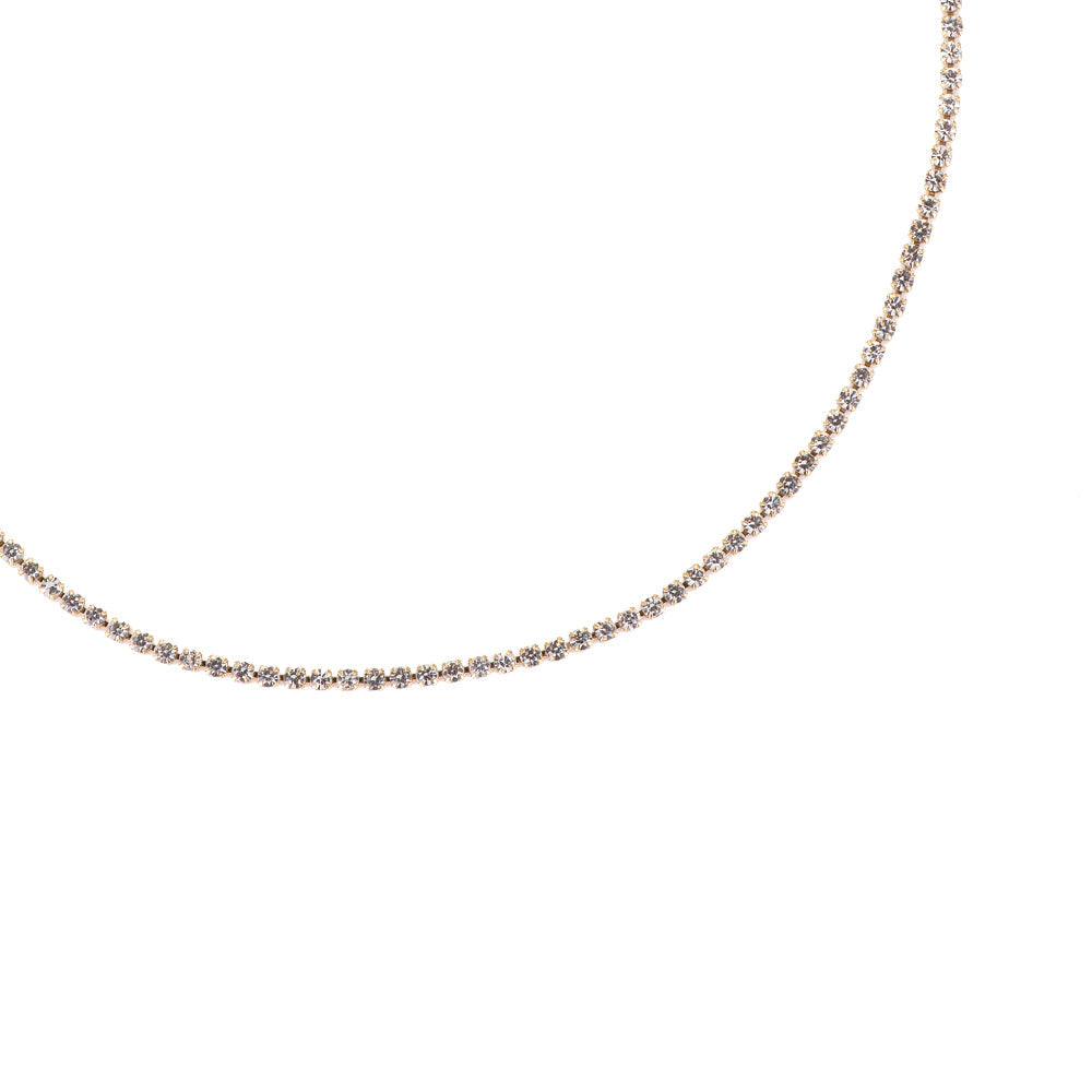 Collier Tennis Intégral Zirconia Blanc Doré – détail chaîne tennis fond blanc