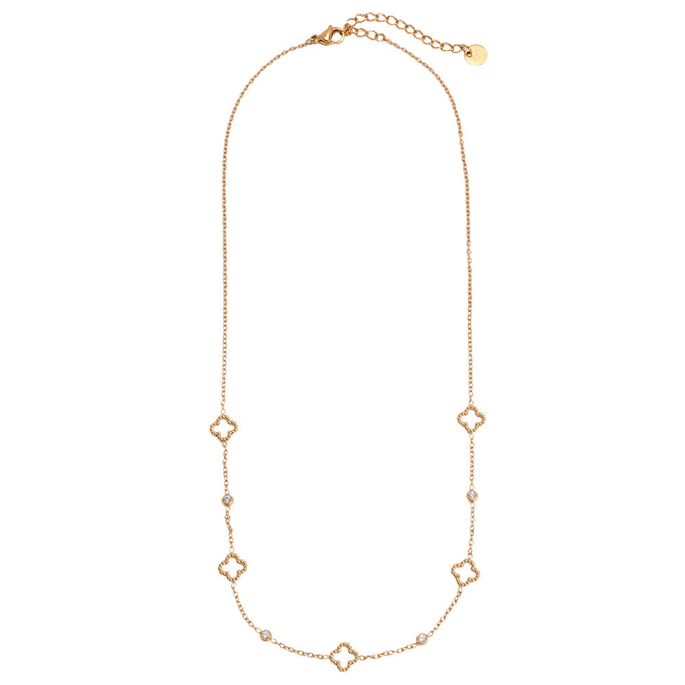 Collier Trèfles Ajourés & Zirconia – fond blanc