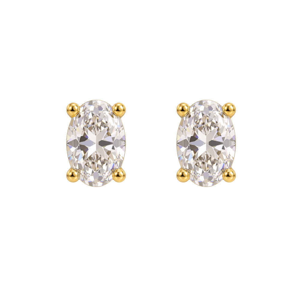 Puces Zirconia Ovale Doré – fond blanc