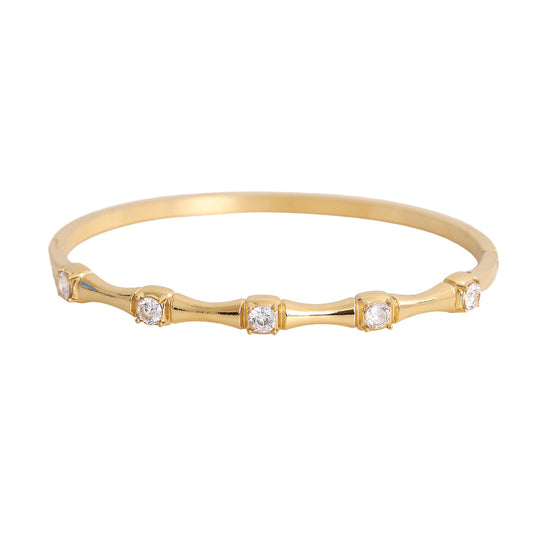 Jonc Bambou Zirconia Doré – fond blanc vue complète