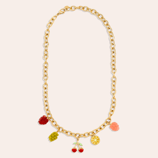 Collier Charms Fruits Gourmands – fond crème