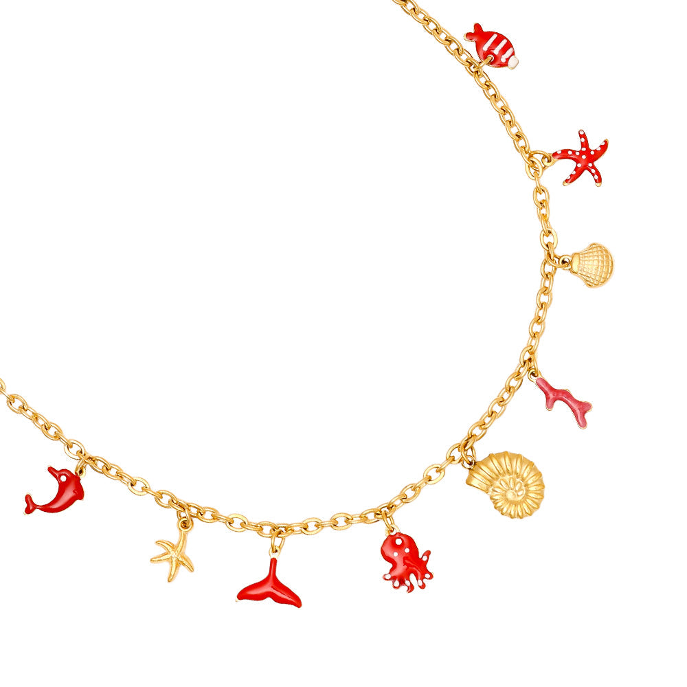 Collier Charms Marins Rouge Corail – détail charms