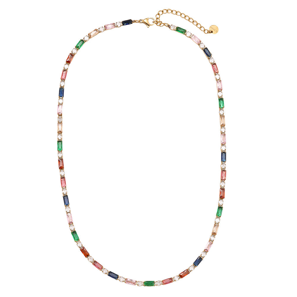 Collier Rivière Cristaux Multicolores – fond blanc