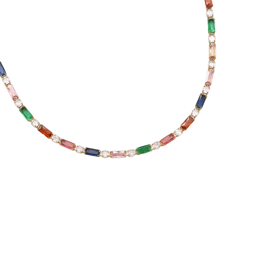 Collier Rivière Cristaux Multicolores – détail baguettes