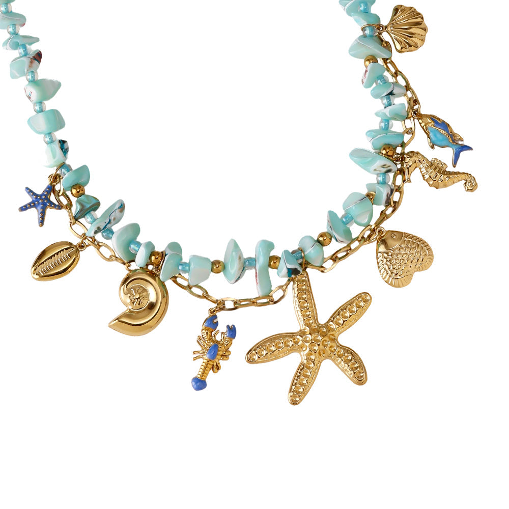 Collier Turquoise & Charms Marins – détail charms