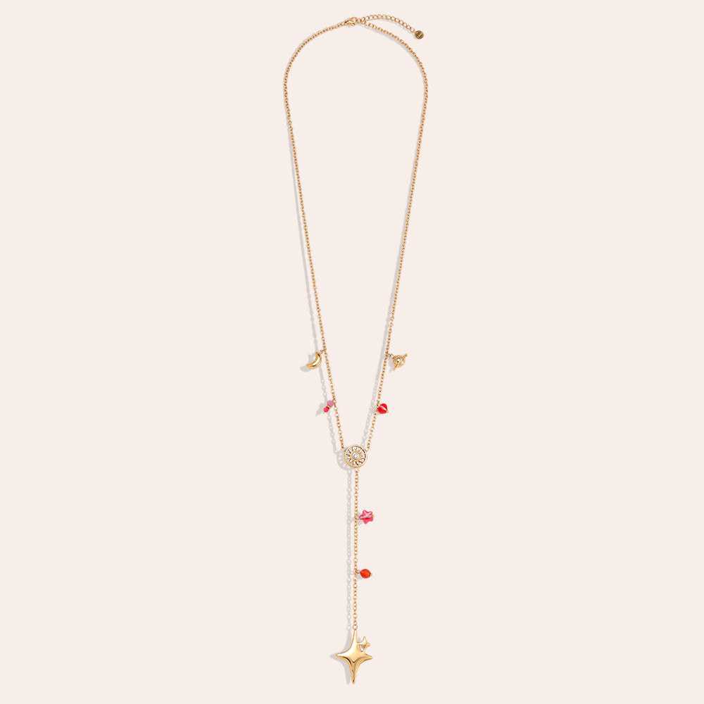 Collier Lariat Céleste – fond beige