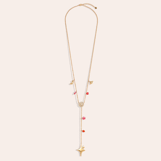 Collier Lariat Céleste – fond beige