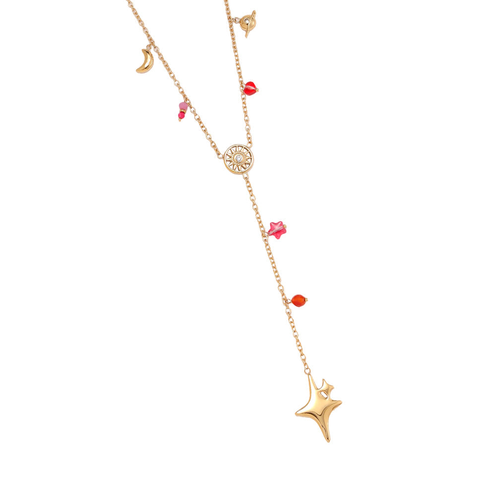 Collier Lariat Céleste – détail étoile et cristaux