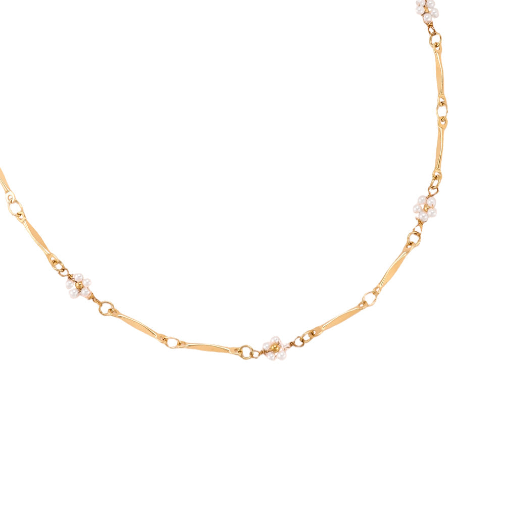Collier Maillons Baguettes & Micro-Perles Nacrées – détail grappes