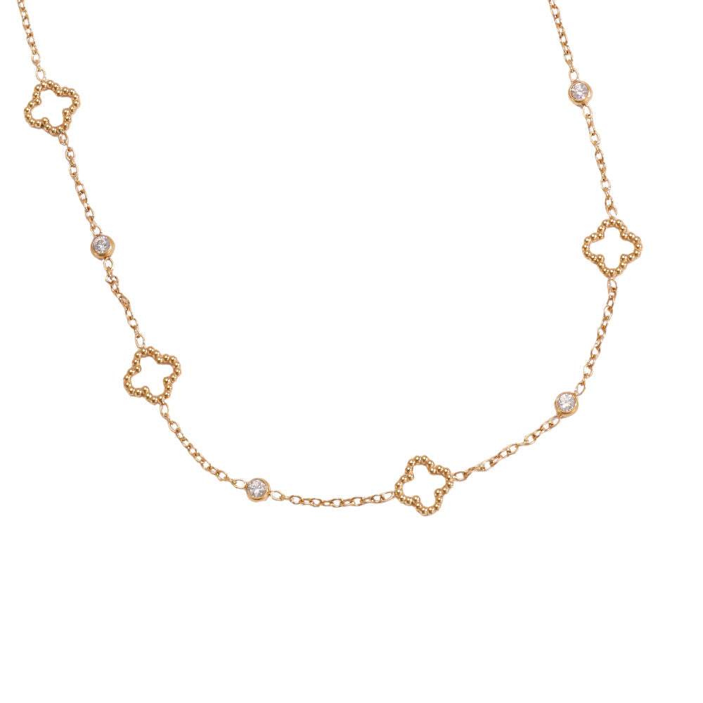 Collier Trèfles Ajourés & Zirconia – détail trèfles