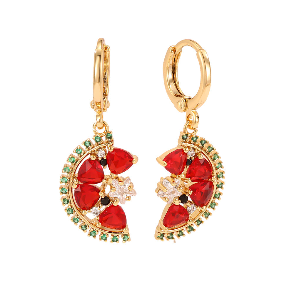Créoles Charm Pastèque Zirconia – fond blanc