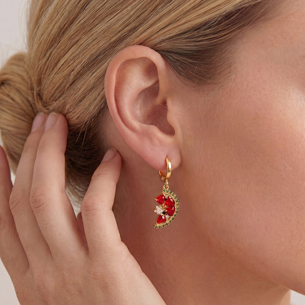 Créoles Charm Pastèque Zirconia – portées