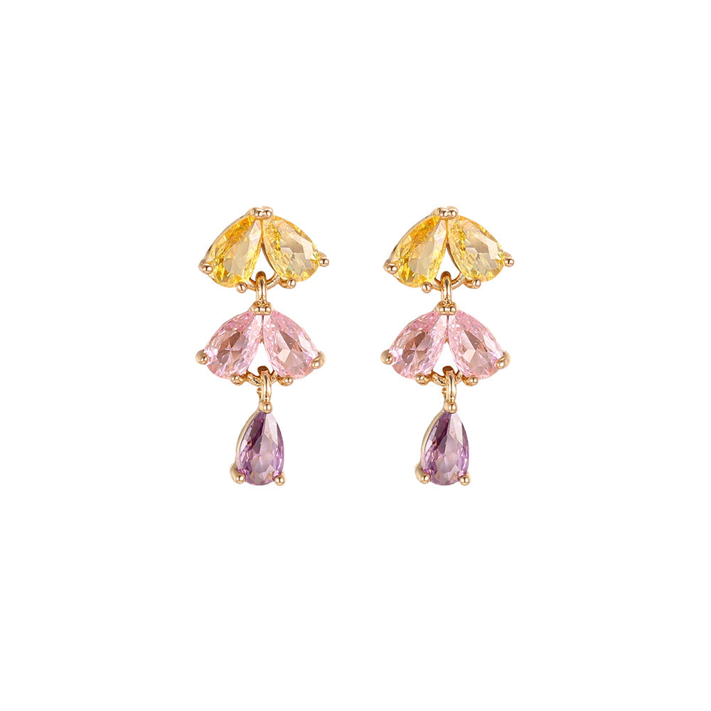 Pendants Cascade Florale Zirconia Pastel – fond blanc