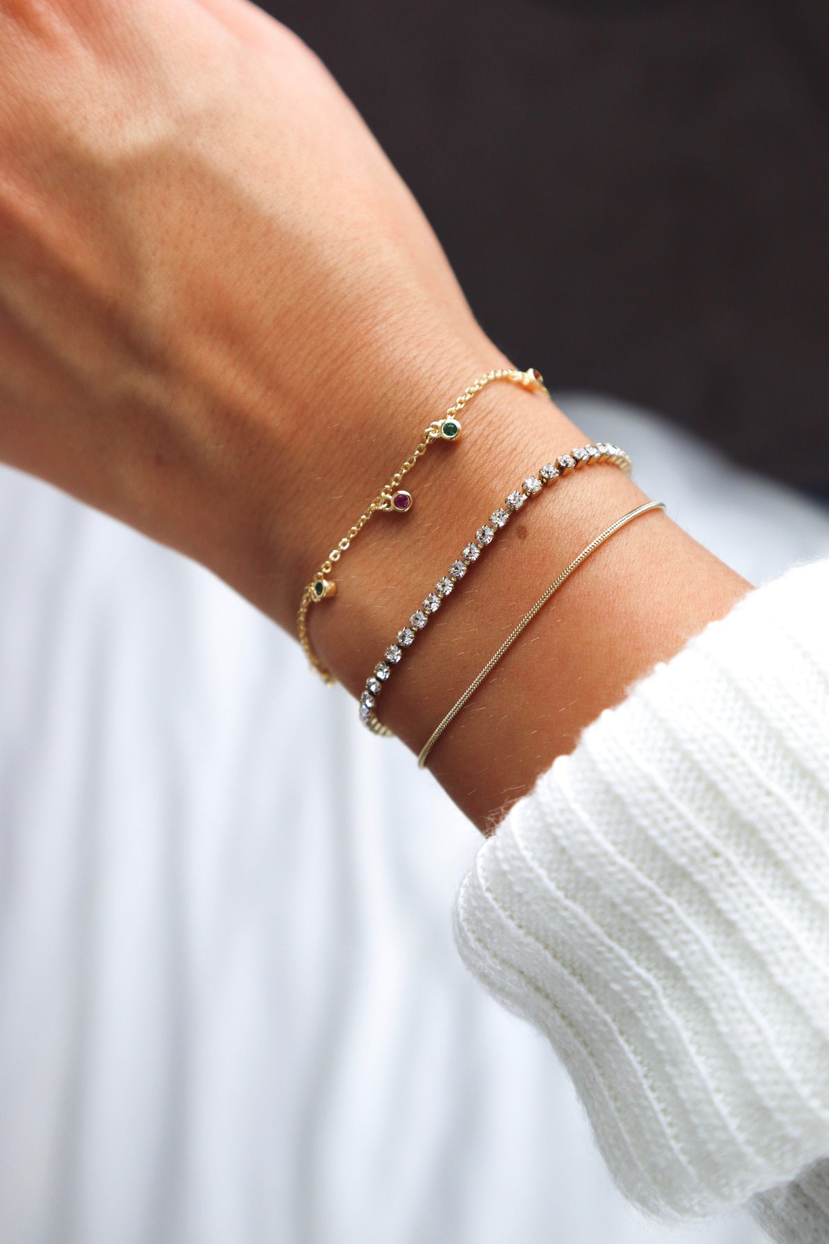 Bracelet Tennis Doré Zirconia – porté en stack doré