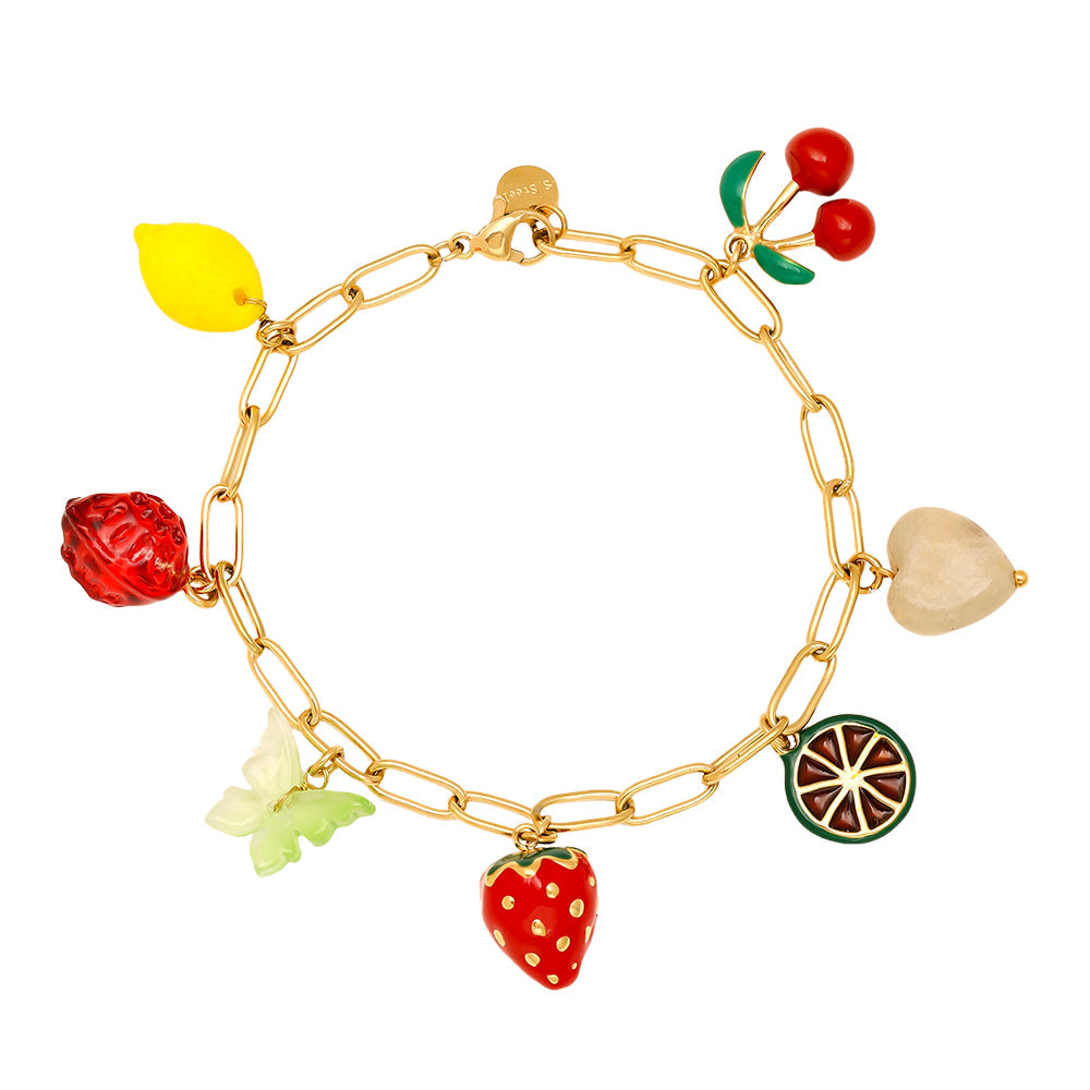 Bracelet Fruit Fun Doré – fond blanc vue complète