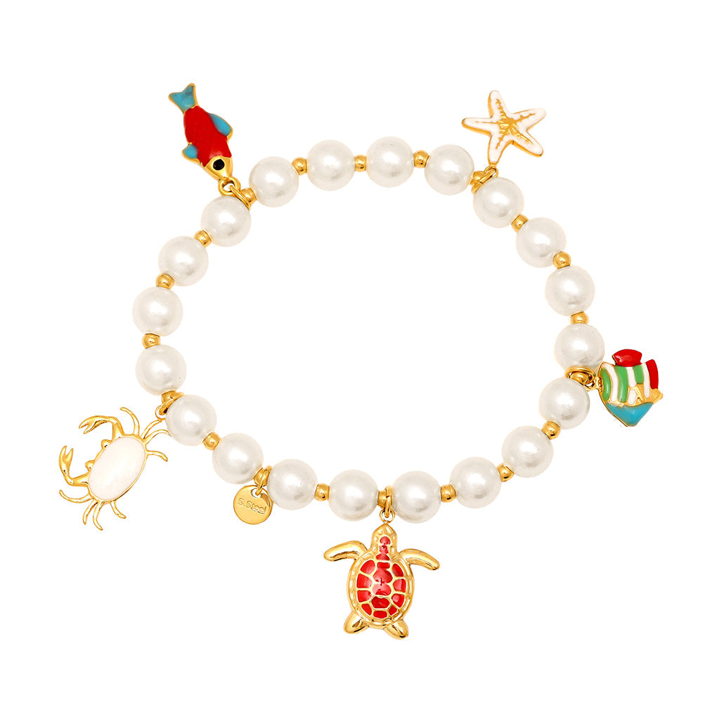 Bracelet Ocean Creatures Perles Nacrées – fond blanc vue complète