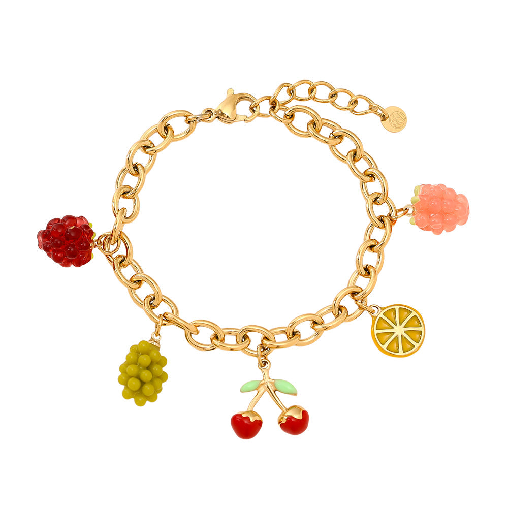 Bracelet Fruit Party Doré – fond blanc vue complète