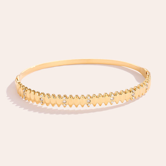 Jonc Nice Diamonds Doré – fond beige vue complète