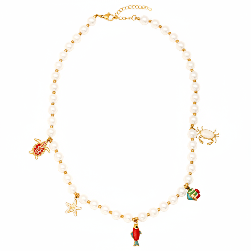 Collier Perles & Charms Océan Doré sans médaillon doré au bout de la chaîne