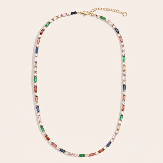 Collier Rivière Multicolore fond beige sans médaillon doré